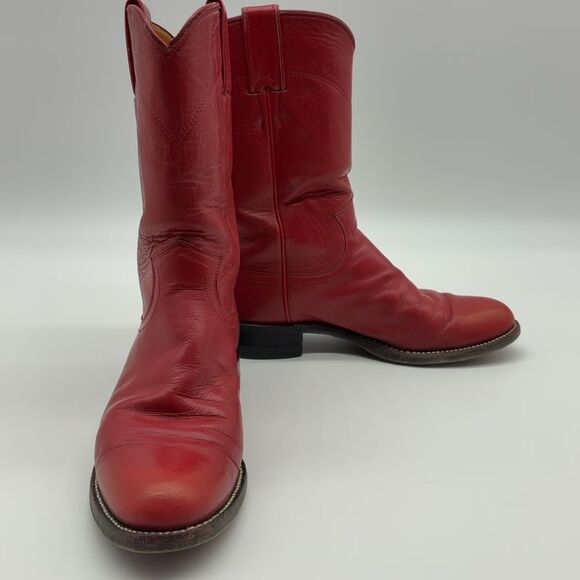 Justin Boots Vintage Red Women's Cowboy Boots - Picture 4 of 6